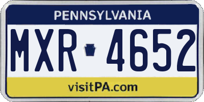 PA license plate MXR4652