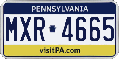 PA license plate MXR4665