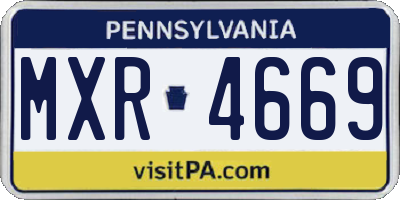PA license plate MXR4669