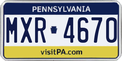 PA license plate MXR4670