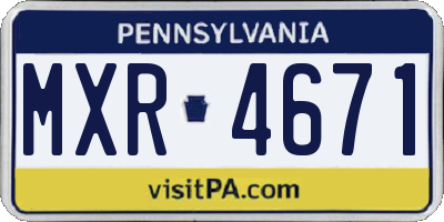 PA license plate MXR4671