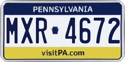 PA license plate MXR4672