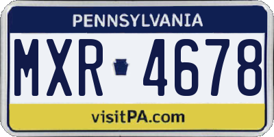 PA license plate MXR4678