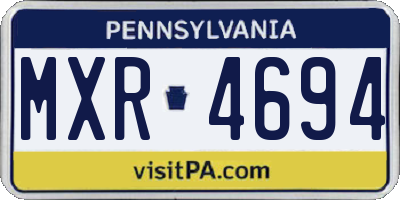 PA license plate MXR4694