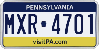 PA license plate MXR4701