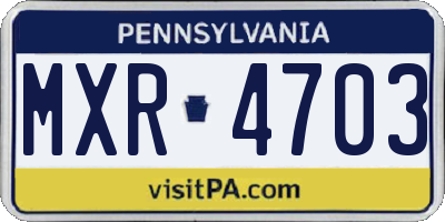 PA license plate MXR4703
