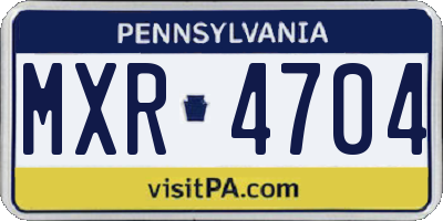 PA license plate MXR4704