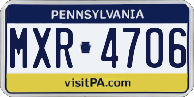 PA license plate MXR4706