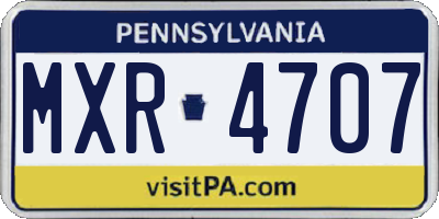 PA license plate MXR4707