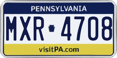 PA license plate MXR4708