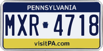 PA license plate MXR4718