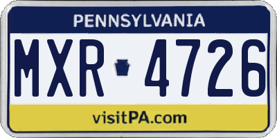 PA license plate MXR4726