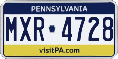 PA license plate MXR4728