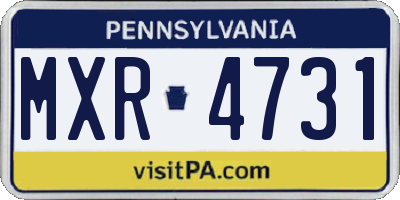 PA license plate MXR4731