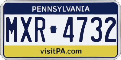PA license plate MXR4732