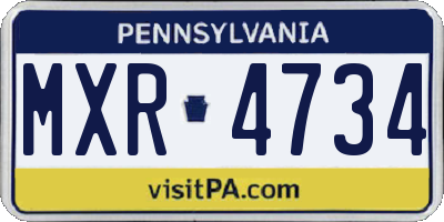 PA license plate MXR4734