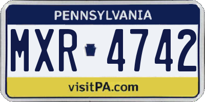 PA license plate MXR4742