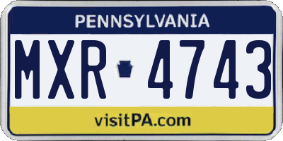PA license plate MXR4743