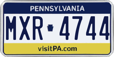 PA license plate MXR4744
