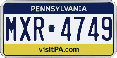 PA license plate MXR4749