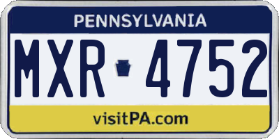 PA license plate MXR4752