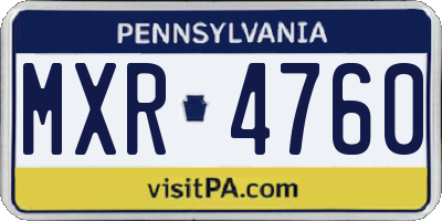 PA license plate MXR4760