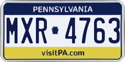 PA license plate MXR4763