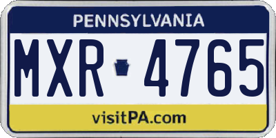 PA license plate MXR4765