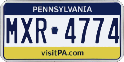 PA license plate MXR4774