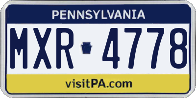 PA license plate MXR4778