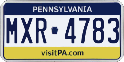 PA license plate MXR4783