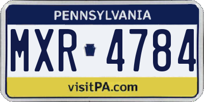 PA license plate MXR4784