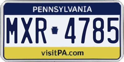 PA license plate MXR4785