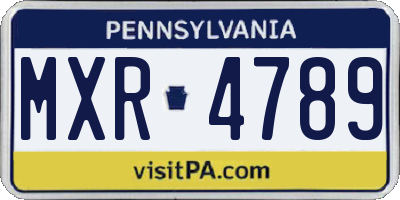 PA license plate MXR4789