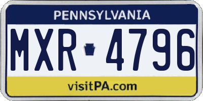 PA license plate MXR4796