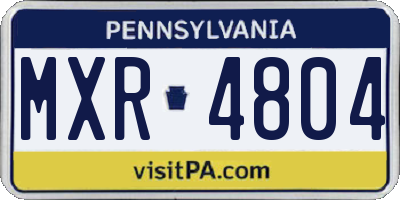 PA license plate MXR4804
