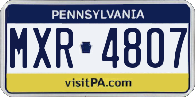 PA license plate MXR4807