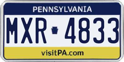 PA license plate MXR4833