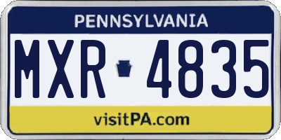 PA license plate MXR4835