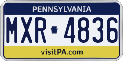 PA license plate MXR4836