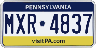 PA license plate MXR4837