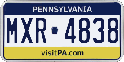 PA license plate MXR4838