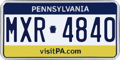 PA license plate MXR4840