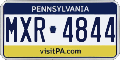 PA license plate MXR4844