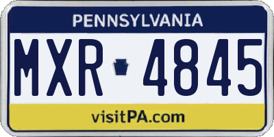 PA license plate MXR4845