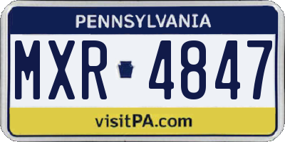 PA license plate MXR4847