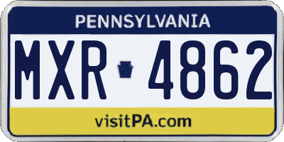 PA license plate MXR4862