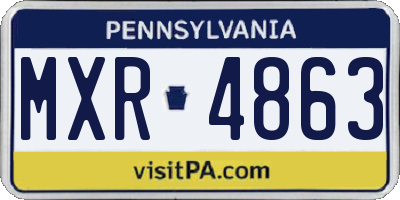 PA license plate MXR4863