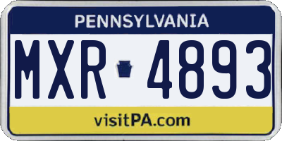 PA license plate MXR4893