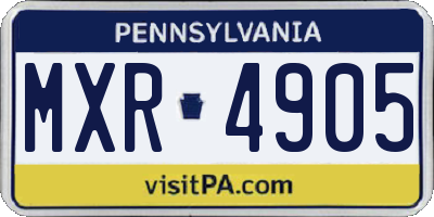 PA license plate MXR4905